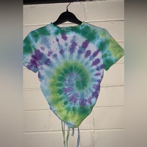 tie dyed open back string tie tee